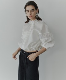 LE CIEL BLEU（ルシェルブルー）の「ミックスマテリアルジップアップブルゾン / Mixed-Material Zip-Up Blouson（ブルゾン）」