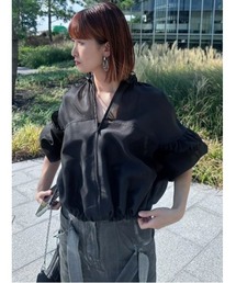 LE CIEL BLEU | ミックスマテリアルジップアップブルゾン / Mixed-Material Zip-Up Blouson(ブルゾン)