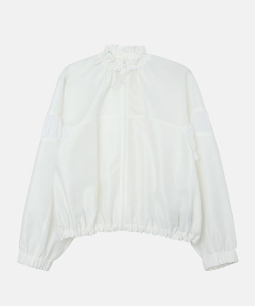 LE CIEL BLEU（ルシェルブルー）の「ミックスマテリアルジップアップブルゾン / Mixed-Material Zip-Up Blouson（ブルゾン・レディース・ブラック/オフホワイト・36）」の9枚目の写真