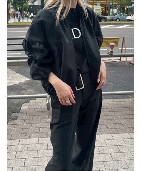 LE CIEL BLEU（ルシェルブルー）の「ミックスマテリアルジップアップブルゾン / Mixed-Material Zip-Up Blouson（ブルゾン・レディース・ブラック/オフホワイト・36）」の14枚目の写真