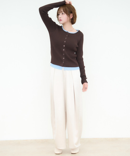 DAESE TOKYO(デセトウキョウ)の「『DAESE TOKYO/デセトウキョウ』サテンタックワイドパンツ(その他パンツ・レディース・アイボリー/ブラック/グレイッシュベージュ・FREE)」の6枚目の写真