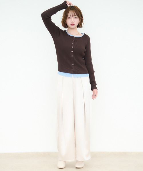 DAESE TOKYO(デセトウキョウ)の「『DAESE TOKYO/デセトウキョウ』サテンタックワイドパンツ(その他パンツ・レディース・アイボリー/ブラック/グレイッシュベージュ・FREE)」の7枚目の写真