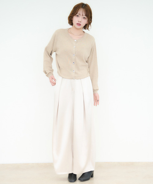 DAESE TOKYO(デセトウキョウ)の「『DAESE TOKYO/デセトウキョウ』サテンタックワイドパンツ(その他パンツ・レディース・アイボリー/ブラック/グレイッシュベージュ・FREE)」の8枚目の写真