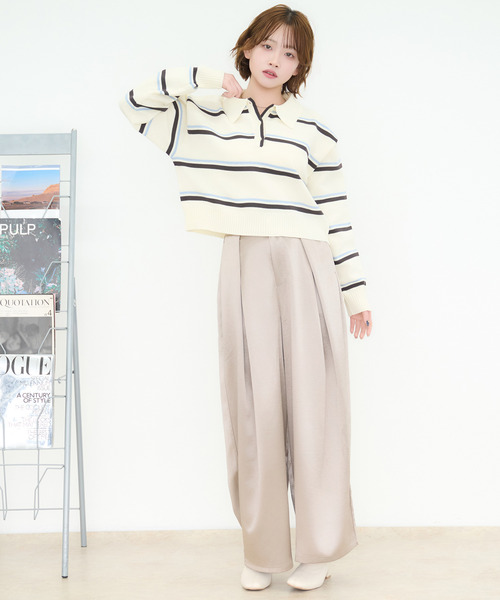 DAESE TOKYO(デセトウキョウ)の「『DAESE TOKYO/デセトウキョウ』サテンタックワイドパンツ(その他パンツ・レディース・アイボリー/ブラック/グレイッシュベージュ・FREE)」の21枚目の写真