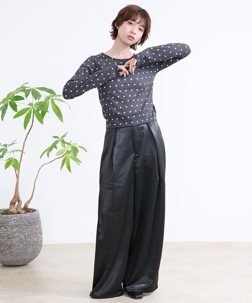 DAESE TOKYO(デセトウキョウ)の「『DAESE TOKYO/デセトウキョウ』サテンタックワイドパンツ(その他パンツ・レディース・アイボリー/ブラック/グレイッシュベージュ・FREE)」の17枚目の写真