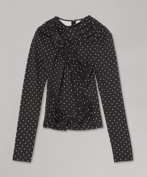 rokh(ロク)の「KNOTTED JERSEY TOP R0CA277(Tシャツ/カットソー・レディース・ピンク/ブラック・X-SMALL)」の1枚目の写真