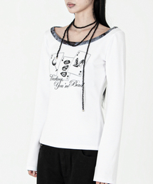 Playing Card Velvet-Trim Tee #Black