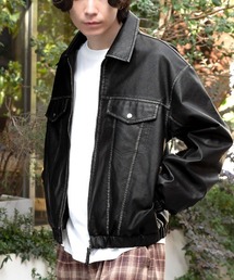 LUXSTYLE（ラグスタイル）の「PUレザーダブルジップブルゾン（ライダースジャケット）」