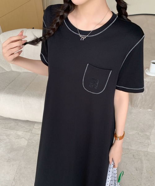 2ly2（トゥーリートゥー）の「シンプルカジュアル Tシャツロングワンピース（ワンピース・レディース・ブラック・FREE）」の2枚目の写真