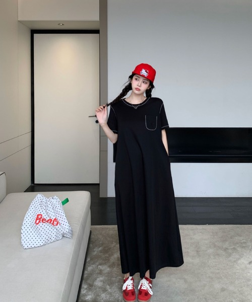 2ly2（トゥーリートゥー）の「シンプルカジュアル Tシャツロングワンピース（ワンピース・レディース・ブラック・FREE）」の15枚目の写真