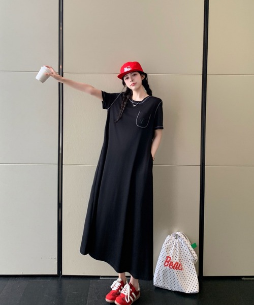 2ly2（トゥーリートゥー）の「シンプルカジュアル Tシャツロングワンピース（ワンピース・レディース・ブラック・FREE）」の17枚目の写真