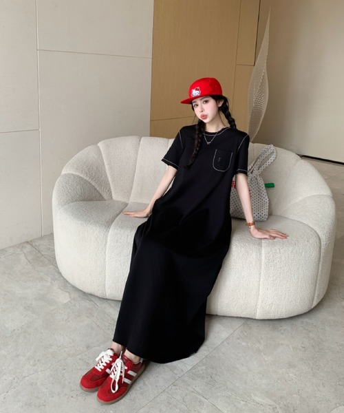 2ly2（トゥーリートゥー）の「シンプルカジュアル Tシャツロングワンピース（ワンピース・レディース・ブラック・FREE）」の19枚目の写真