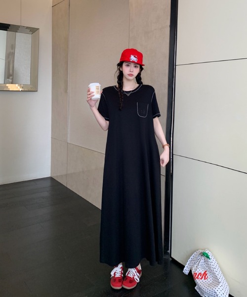 2ly2（トゥーリートゥー）の「シンプルカジュアル Tシャツロングワンピース（ワンピース・レディース・ブラック・FREE）」の20枚目の写真