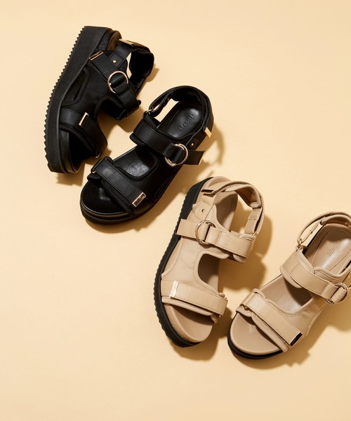 BARNYARDSTORM(バンヤードストーム)の「BARNYARDSTORM / 厚底ベルクロサンダル2【一部店舗限定サイズLL】(サンダル・レディース・ベージュ/ブラック・S/M/L/LL)」の8枚目の写真