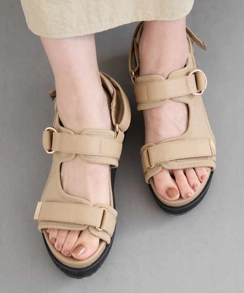 BARNYARDSTORM(バンヤードストーム)の「BARNYARDSTORM / 厚底ベルクロサンダル2【一部店舗限定サイズLL】(サンダル・レディース・ベージュ/ブラック・S/M/L/LL)」の3枚目の写真