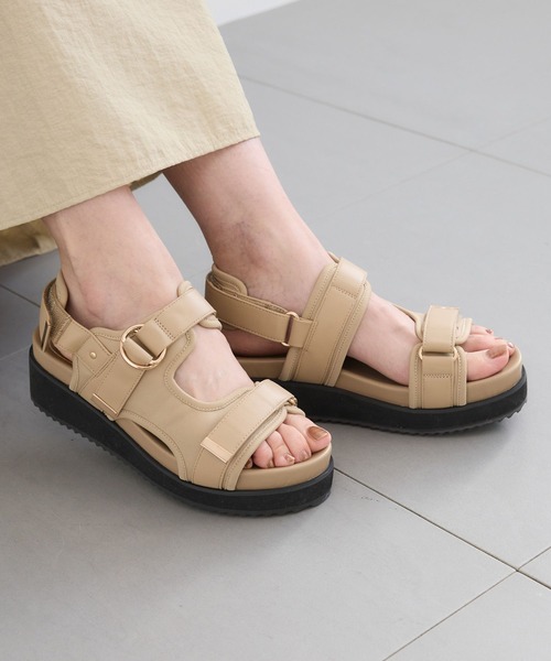 BARNYARDSTORM(バンヤードストーム)の「BARNYARDSTORM / 厚底ベルクロサンダル2【一部店舗限定サイズLL】(サンダル・レディース・ベージュ/ブラック・S/M/L/LL)」の4枚目の写真