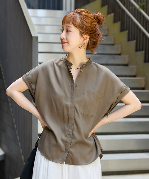 B.C STOCK(ベーセーストック)の「《追加6》手洗い可 / セルロースシャツ(シャツ/ブラウス・レディース・ブルー系その他/ブラック/カーキ/ベージュ系その他・FREE)」の3枚目の写真