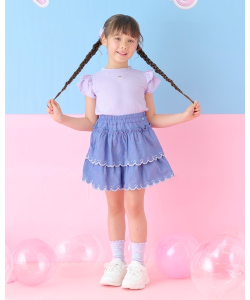 mezzo piano(メゾピアノ)の「カットワーク刺しゅう 段々キュロットスカート(その他パンツ・キッズ・ブルー/オフホワイト・130cm/120cm/100cm/110cm/140cm/90cm)」の14枚目の写真