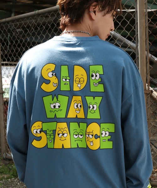 En serio TOKYO(エンソリオトーキョー)の「【SIDEWAYSTANCE】フェイシャルロゴ長袖Tシャツ SIDE23-213(Tシャツ/カットソー・メンズ・ホワイト/パープル/ダークブルー/ブラック/カーキ・SMALL/MEDIUM/LARGE/X-LARGE)」の4枚目の写真