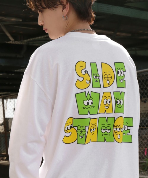 En serio TOKYO(エンソリオトーキョー)の「【SIDEWAYSTANCE】フェイシャルロゴ長袖Tシャツ SIDE23-213(Tシャツ/カットソー・メンズ・ホワイト/パープル/ダークブルー/ブラック/カーキ・SMALL/MEDIUM/LARGE/X-LARGE)」の2枚目の写真