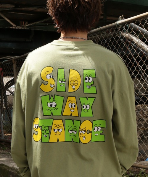 En serio TOKYO(エンソリオトーキョー)の「【SIDEWAYSTANCE】フェイシャルロゴ長袖Tシャツ SIDE23-213(Tシャツ/カットソー・メンズ・ホワイト/パープル/ダークブルー/ブラック/カーキ・SMALL/MEDIUM/LARGE/X-LARGE)」の3枚目の写真