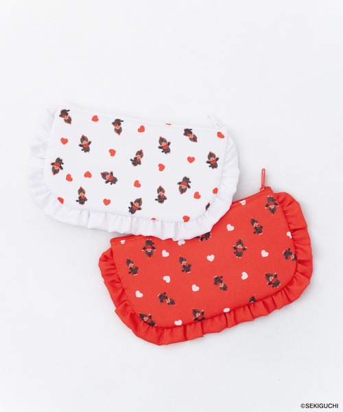 Heather(ヘザー)の「【モンチッチ×Heather】フリルポーチ 659568(ポーチ・レディース・オフホワイト/レッド・ONE SIZE)」の4枚目の写真