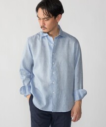 SHIPS: ウォッシュド リネン ワンピースカラー ソリッド シャツ