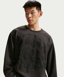 NIKE（ナイキ）の「ナイキ ライフ メンズ ミッドウェイト クルーネック   Nike Life Men's Midweight Crew IF2234-060 Anthracite（Tシャツ/カットソー）」