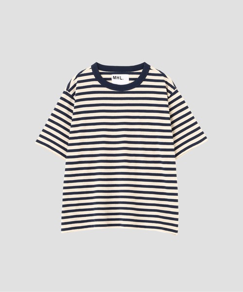 MHL.（エムエイチエル）の「COTTON LINEN STRIPE JERSEY（Tシャツ/カットソー・レディース・ブルー・2）」の5枚目の写真