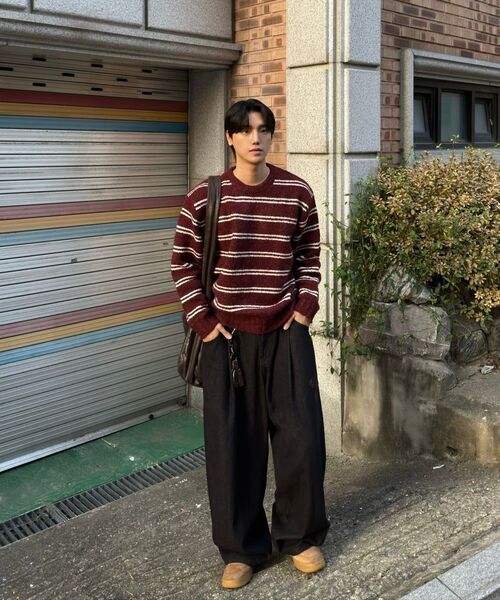 DRAW FIT（ドローフィット）の「ウールヘアリーストライププルオーバーニット[ブラック]（ニット/セーター・メンズ・その他・M/L/XL）」の5枚目の写真