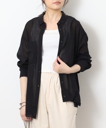 EGLANTINE コットンシアードレープタックブラウス 長袖
