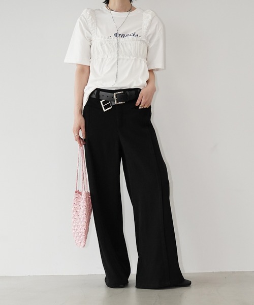 chuclla(チュクラ)の「タックラインワイドパンツ chw26s194(その他パンツ・レディース・ブラック・L/M/S)」の2枚目の写真
