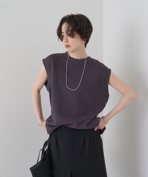 Rouge vif（ルージュヴィフ）の「ヴィンテージライクタンクTシャツ/ノースリーブ（Tシャツ/カットソー・レディース・モカ/チャコールグレー・フリー）」の4枚目の写真