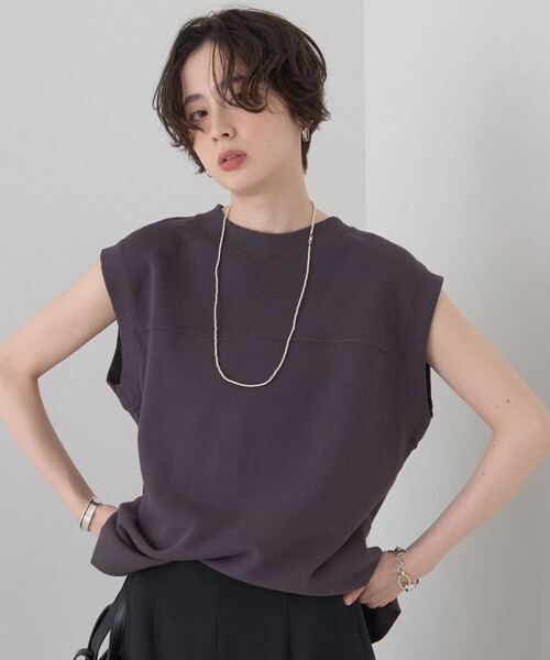 Rouge vif(ルージュヴィフ)の「ヴィンテージライクタンクTシャツ/ノースリーブ(Tシャツ/カットソー・レディース・モカ/チャコールグレー・フリー)」の3枚目の写真