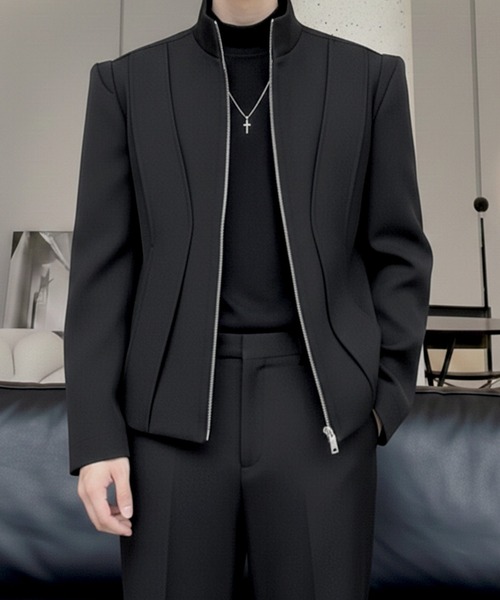 Otte(オッテ)の「シグネチャーラインジップジャケット(テーラードジャケット・メンズ・ホワイト/ブラック・LARGE/X-LARGE/MEDIUM)」の2枚目の写真