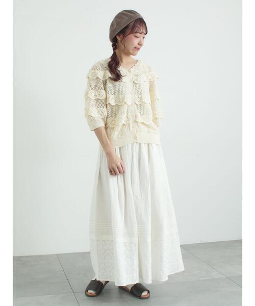 TSUHARU by Samansa Mos2(ツハルバイサマンサモスモス)の「裾切替オーバーレーススカート(スカート・レディース・ミント/ホワイト/ブラック・F)」の14枚目の写真