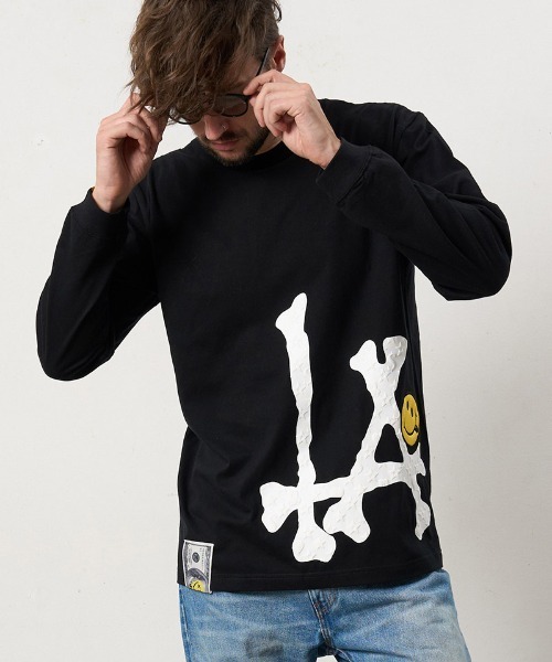 STUD MUFFIN(スタッドマフィン)の「mlt5685- 5.6ozコットン天竺 ボーンLAフォームプリント LS Tシャツ(624-02899)(Tシャツ/カットソー・メンズ・ブラック/チャコールグレー/ホワイト・2/3/4)」の10枚目の写真