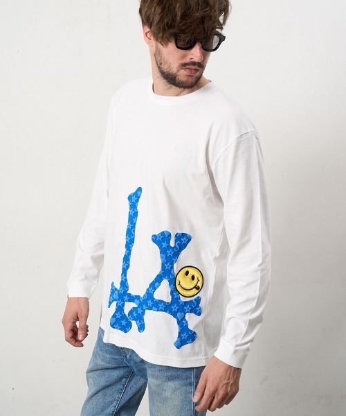STUD MUFFIN(スタッドマフィン)の「mlt5685- 5.6ozコットン天竺 ボーンLAフォームプリント LS Tシャツ(624-02899)(Tシャツ/カットソー・メンズ・ブラック/チャコールグレー/ホワイト・2/3/4)」の14枚目の写真