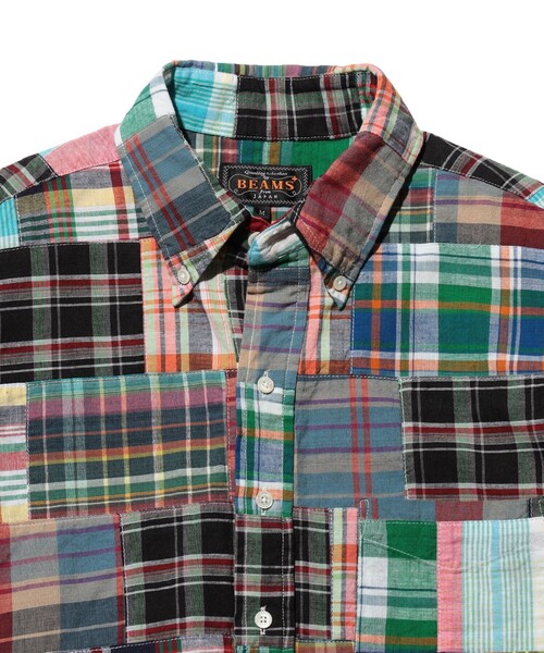 BEAMS PLUS（ビームスプラス）の「B.D. Pullover Classic-fit Patchwork Madras Multi（シャツ/ブラウス・メンズ・グリーン・XL/L/S/M）」の3枚目の写真