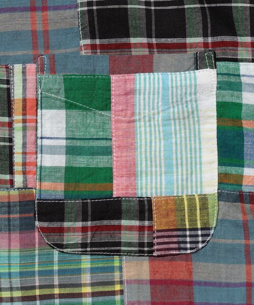 BEAMS PLUS（ビームスプラス）の「B.D. Pullover Classic-fit Patchwork Madras Multi（シャツ/ブラウス・メンズ・グリーン・XL/L/S/M）」の6枚目の写真
