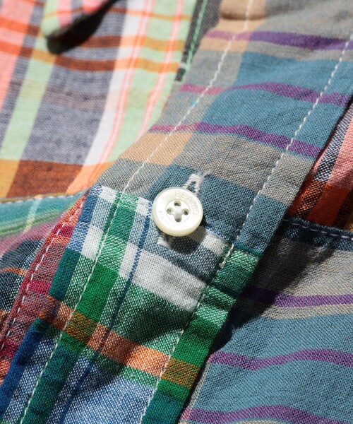 BEAMS PLUS（ビームスプラス）の「B.D. Pullover Classic-fit Patchwork Madras Multi（シャツ/ブラウス・メンズ・グリーン・XL/L/S/M）」の7枚目の写真