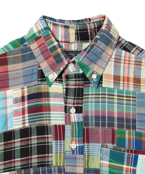 BEAMS PLUS（ビームスプラス）の「B.D. Pullover Classic-fit Patchwork Madras Multi（シャツ/ブラウス・メンズ・グリーン・XL/L/S/M）」の10枚目の写真