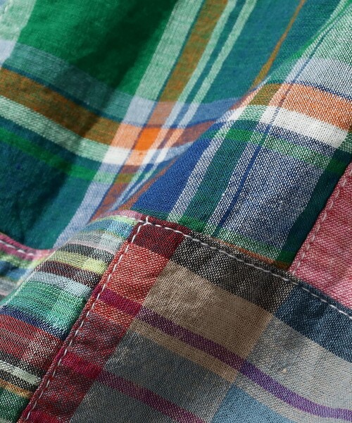 BEAMS PLUS（ビームスプラス）の「B.D. Pullover Classic-fit Patchwork Madras Multi（シャツ/ブラウス・メンズ・グリーン・XL/L/S/M）」の14枚目の写真