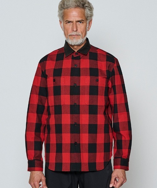 ACANTHUS(アカンサス)の「ms6509-Leather Collar Check Shirts レザーカラーシャツ(SH2603)(シャツ/ブラウス・メンズ・チェック/レッド系その他・S/XL/L/M)」の2枚目の写真