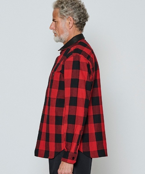 ACANTHUS(アカンサス)の「ms6509-Leather Collar Check Shirts レザーカラーシャツ(SH2603)(シャツ/ブラウス・メンズ・チェック/レッド系その他・S/XL/L/M)」の3枚目の写真