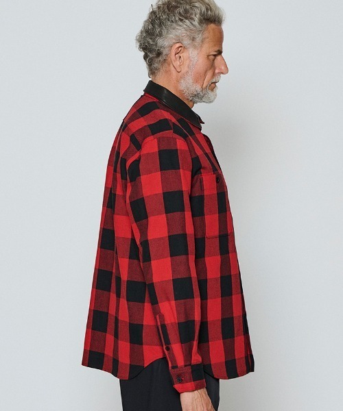 ACANTHUS(アカンサス)の「ms6509-Leather Collar Check Shirts レザーカラーシャツ(SH2603)(シャツ/ブラウス・メンズ・チェック/レッド系その他・S/XL/L/M)」の4枚目の写真