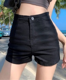 ハイウエストストレッチマイクロショートデニムパンツ