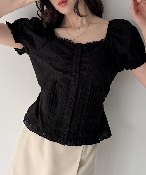 junoah(ジュノア)の「レースフリルピンタックパフスリーブブラウス(シャツ/ブラウス・レディース・ブラック/ホワイト/ブルー・SMALL/MEDIUM/LARGE)」の10枚目の写真