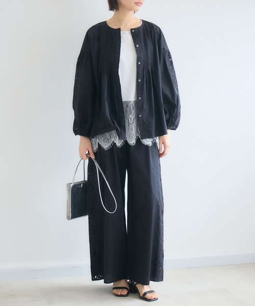 KATHARINE ROSS（キャサリンロス）の「エンブロイダリーコットンブラウス（シャツ/ブラウス・レディース・ブラック/ホワイト・MEDIUM）」の14枚目の写真