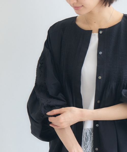 KATHARINE ROSS（キャサリンロス）の「エンブロイダリーコットンブラウス（シャツ/ブラウス・レディース・ブラック/ホワイト・MEDIUM）」の11枚目の写真